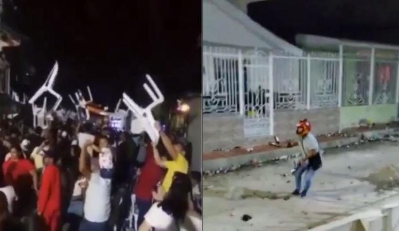 En video, un par de grupos de jovenes se enfrentaron con botellas y sillas durante el fin de semana de navidad en el barrio El Carmen.